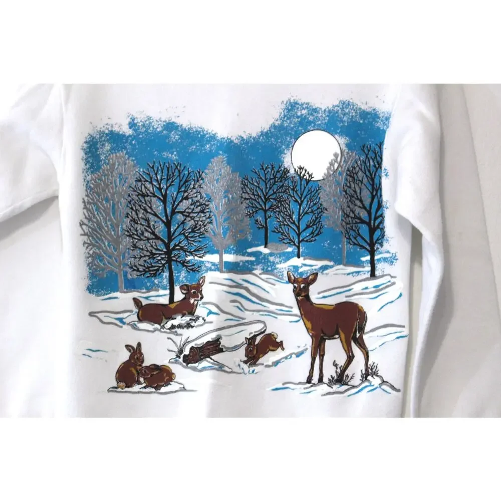 Vintage Deer Stag Bunny Rabbit Sweatshirt Small